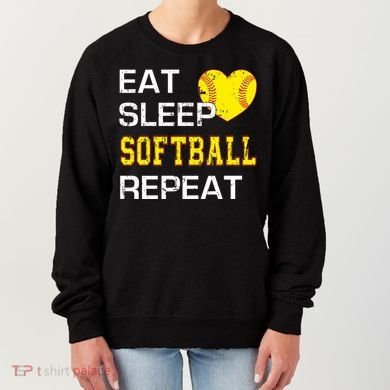 Softball Funny Eat Sleep Softball Repeat Softball Gift Women's Sweatshirt
