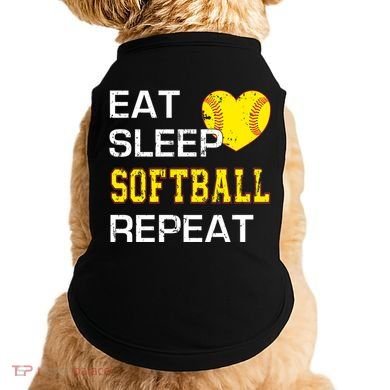 Softball Funny Eat Sleep Softball Repeat Softball Gift Doggie Tank