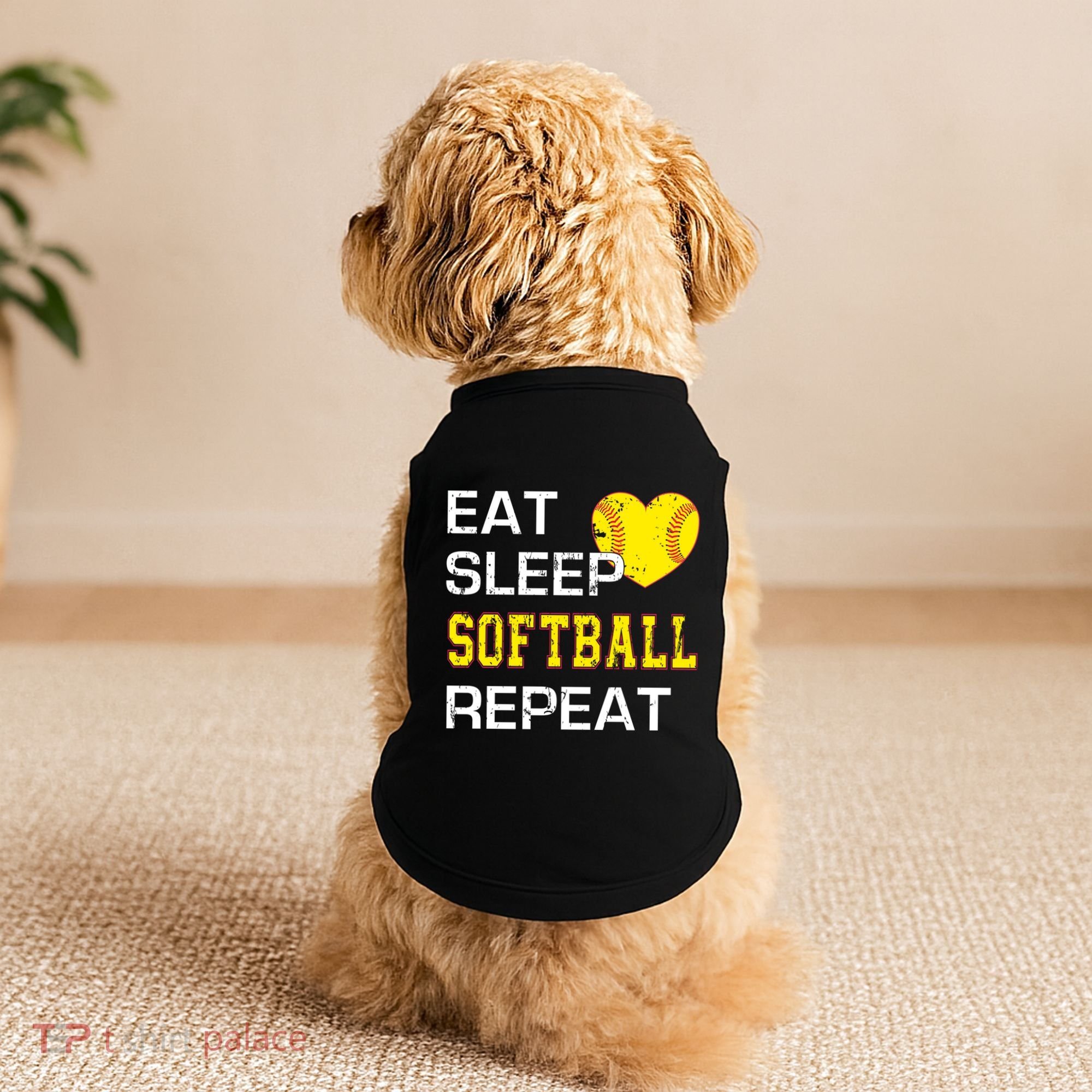 Softball Funny Eat Sleep Softball Repeat Softball Gift Doggie Tank