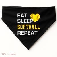Softball Funny Eat Sleep Softball Repeat Softball Gift USA-Made Doggie Bandana thumb 0