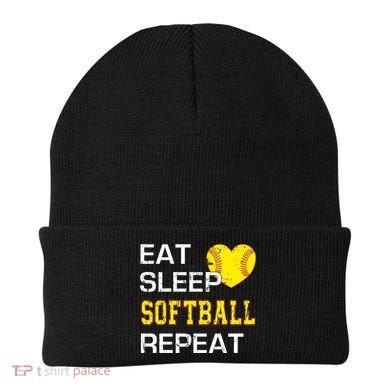 Softball Funny Eat Sleep Softball Repeat Softball Gift Beanie