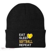 Softball Funny Eat Sleep Softball Repeat Softball Gift Beanie thumb 0