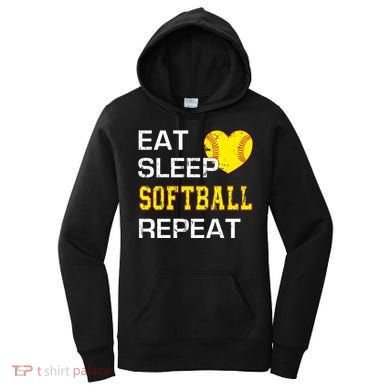 Softball Funny Eat Sleep Softball Repeat Softball Gift Women's Hoodie