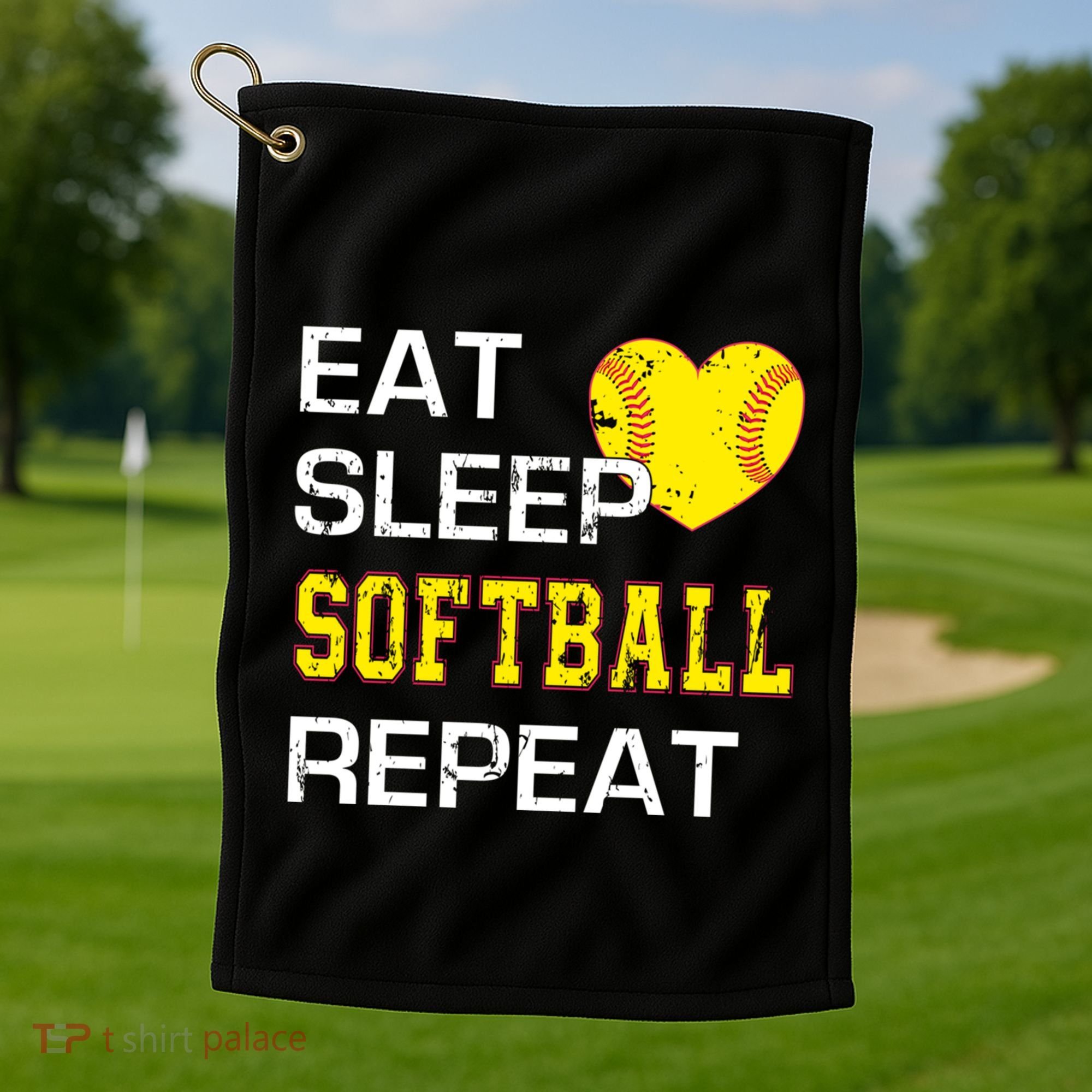 Softball Funny Eat Sleep Softball Repeat Softball Gift Golf Towel