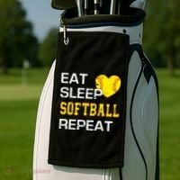 Softball Funny Eat Sleep Softball Repeat Softball Gift Golf Towel thumb 2