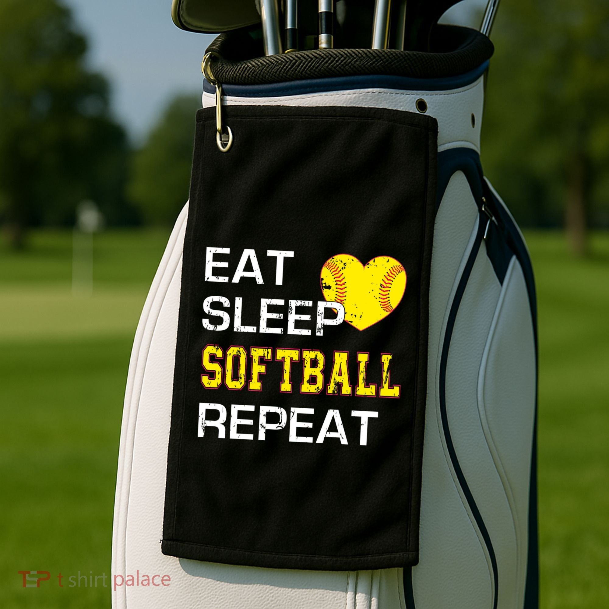 Softball Funny Eat Sleep Softball Repeat Softball Gift Golf Towel