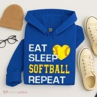 Softball Funny Eat Sleep Softball Repeat Softball Gift Hoodie thumb 4