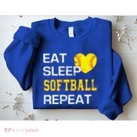 Softball Funny Eat Sleep Softball Repeat Softball Gift Sweatshirt thumb 2