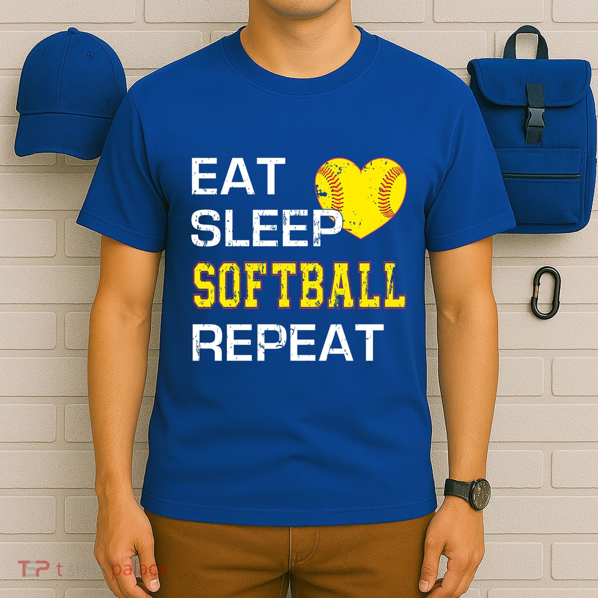 Softball Funny Eat Sleep Softball Repeat Softball Gift T-Shirt