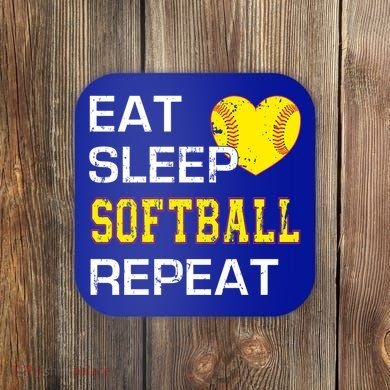 Softball Funny Eat Sleep Softball Repeat Softball Gift Coaster