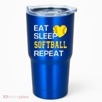 Softball Funny Eat Sleep Softball Repeat Softball Gift Tumbler thumb 0