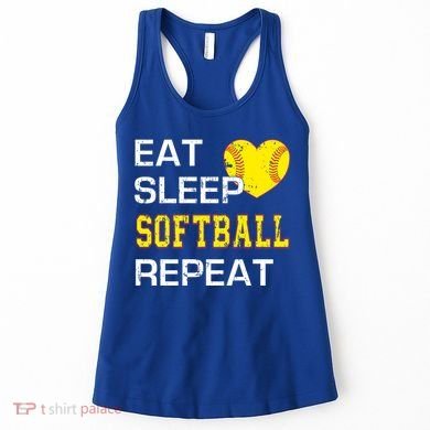Softball Funny Eat Sleep Softball Repeat Softball Gift Women's Tank Top