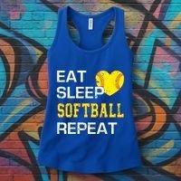 Softball Funny Eat Sleep Softball Repeat Softball Gift Women's Tank Top thumb 3