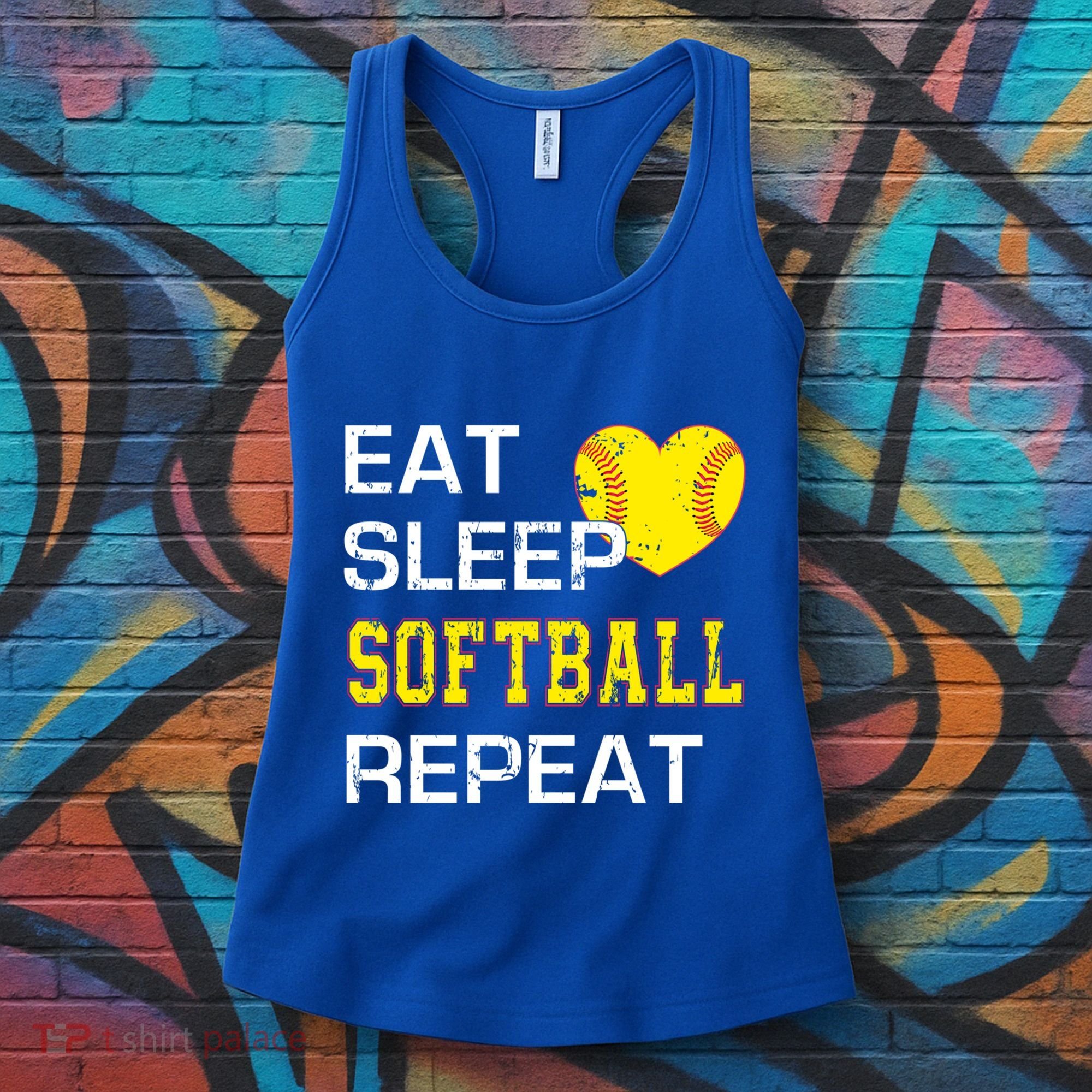 Softball Funny Eat Sleep Softball Repeat Softball Gift Women's Tank Top
