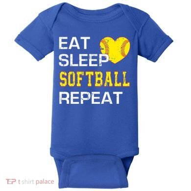 Softball Funny Eat Sleep Softball Repeat Softball Gift Baby Bodysuit