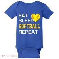 Softball Funny Eat Sleep Softball Repeat Softball Gift Baby Bodysuit thumb 0