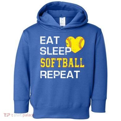 Softball Funny Eat Sleep Softball Repeat Softball Gift Toddler Hoodie