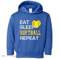 Softball Funny Eat Sleep Softball Repeat Softball Gift Toddler Hoodie thumb 0