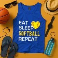 Softball Funny Eat Sleep Softball Repeat Softball Gift Tank Top thumb 4