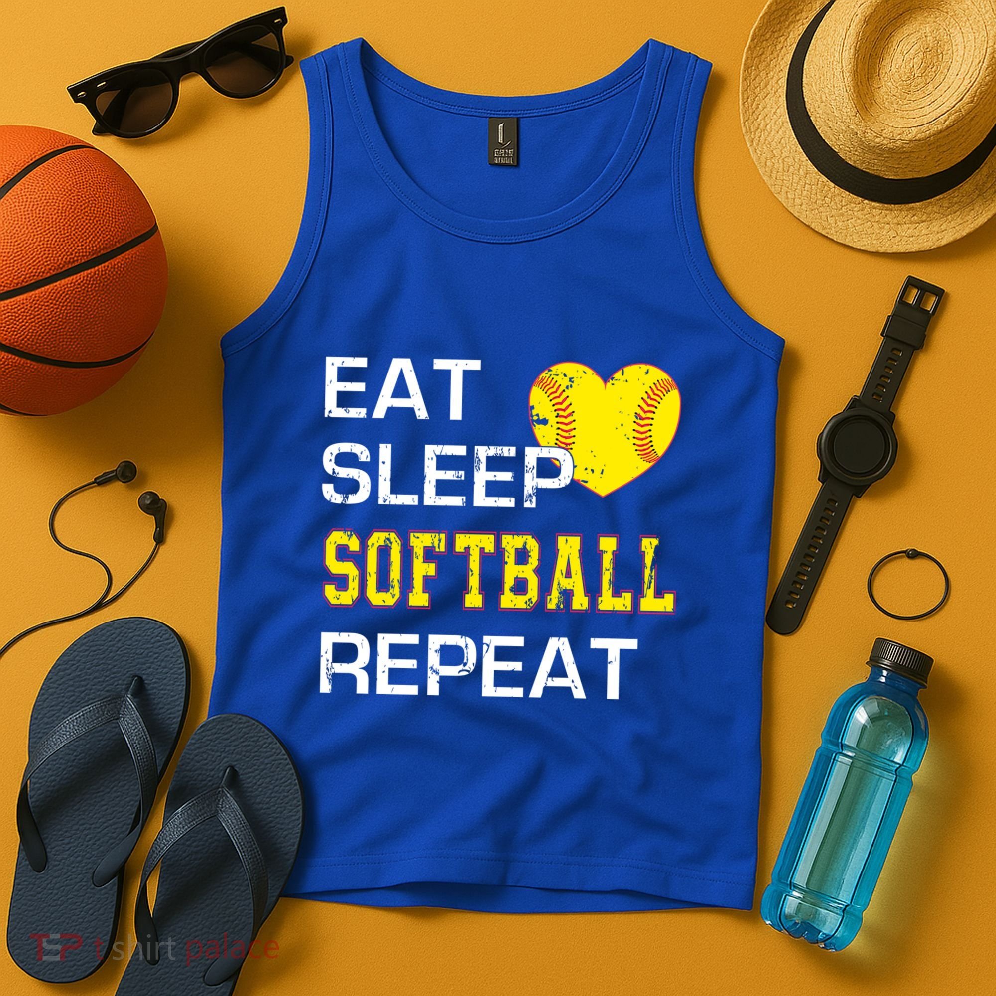 Softball Funny Eat Sleep Softball Repeat Softball Gift Tank Top