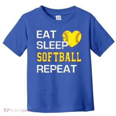 Softball Funny Eat Sleep Softball Repeat Softball Gift Toddler T-Shirt