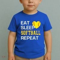 Softball Funny Eat Sleep Softball Repeat Softball Gift Toddler T-Shirt thumb 2