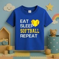 Softball Funny Eat Sleep Softball Repeat Softball Gift Toddler T-Shirt thumb 3
