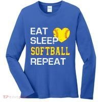 Softball Funny Eat Sleep Softball Repeat Softball Gift Women's Long Sleeve Shirt thumb 0