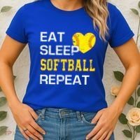 Softball Funny Eat Sleep Softball Repeat Softball Gift Women's T-Shirt thumb 2