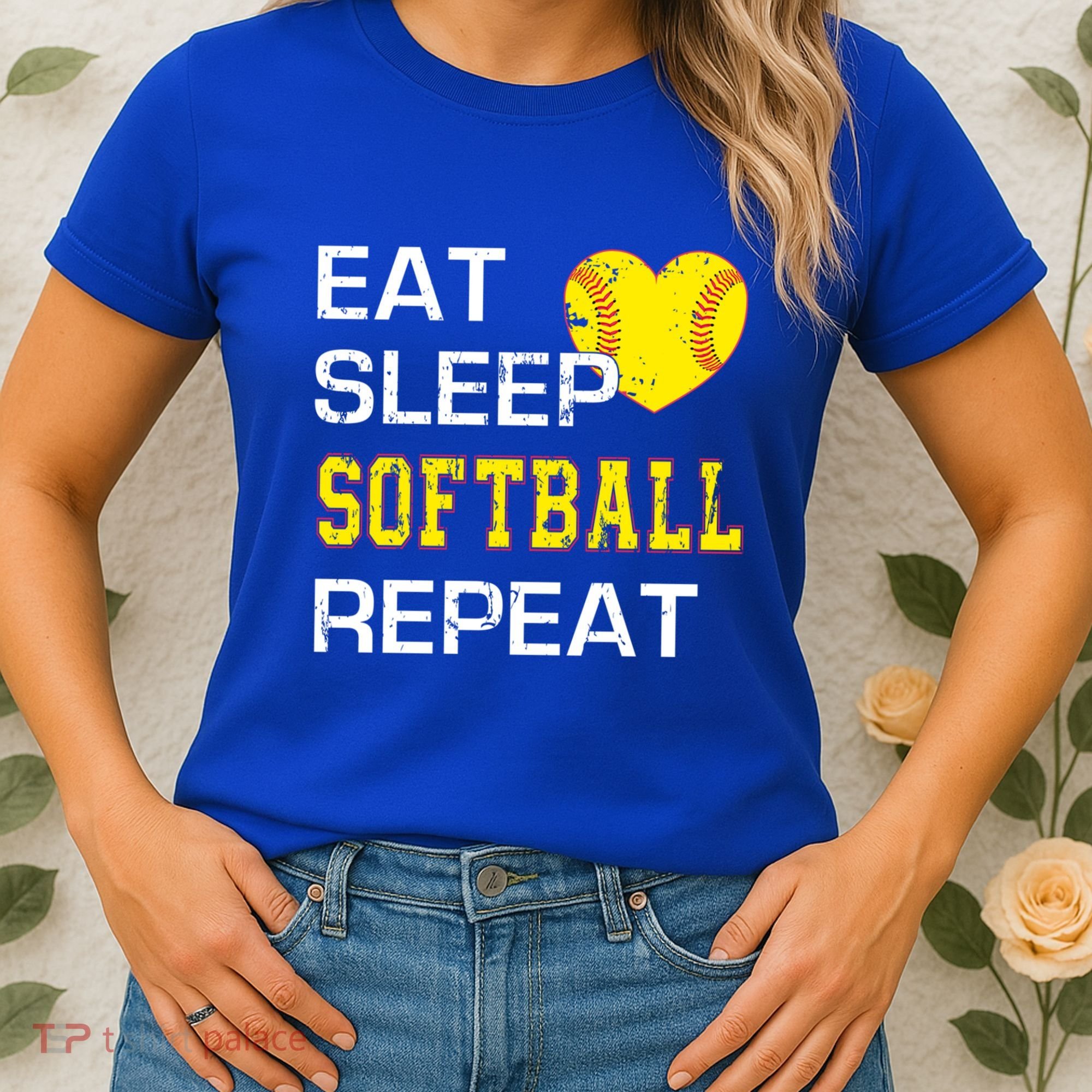 Softball Funny Eat Sleep Softball Repeat Softball Gift Women's T-Shirt
