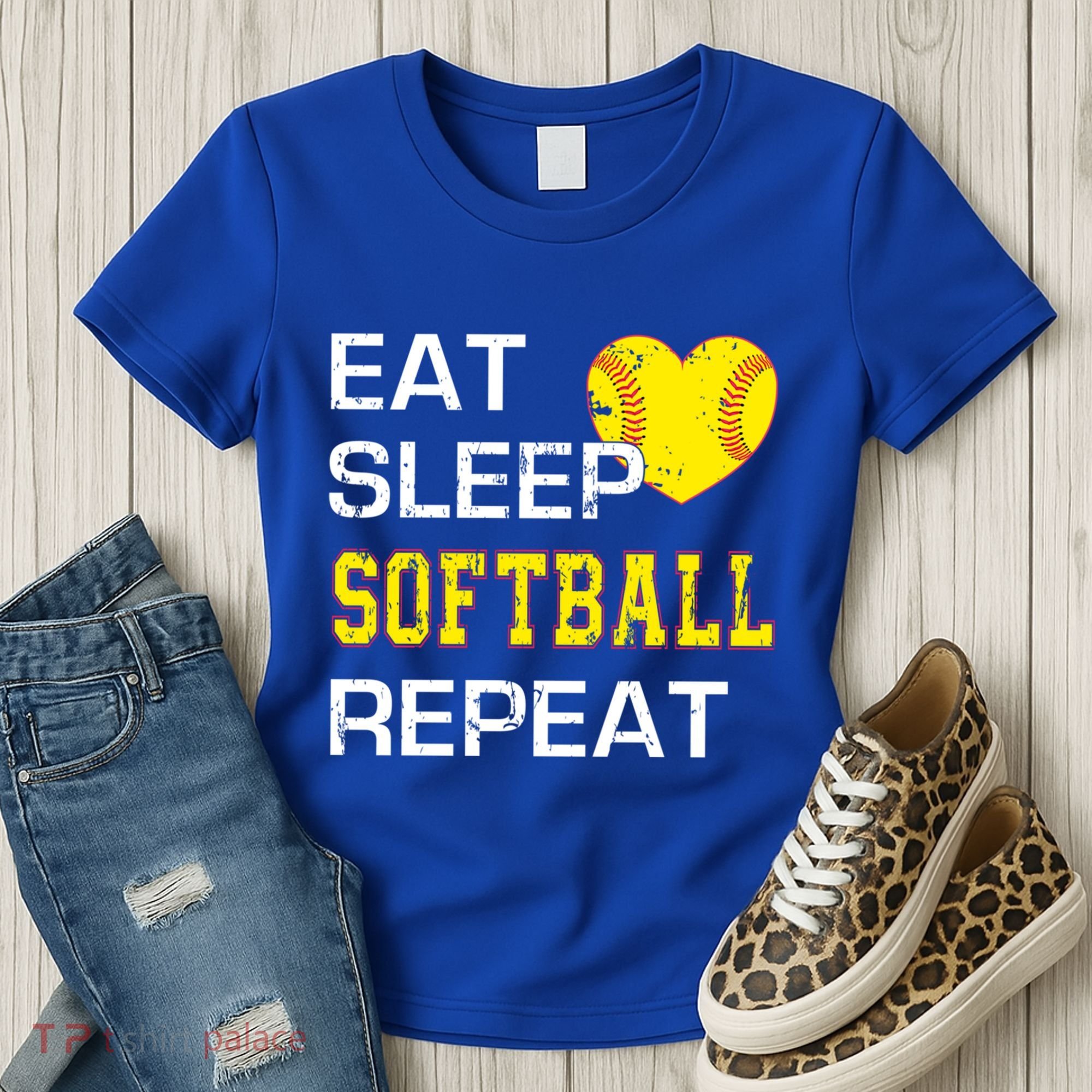 Softball Funny Eat Sleep Softball Repeat Softball Gift Women's T-Shirt