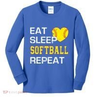 Softball Funny Eat Sleep Softball Repeat Softball Gift Kids Long Sleeve Shirt thumb 0