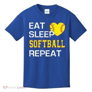 Softball Funny Eat Sleep Softball Repeat Softball Gift Kids T-Shirt