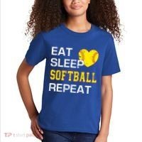 Softball Funny Eat Sleep Softball Repeat Softball Gift Kids T-Shirt thumb 2