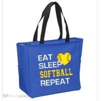 Softball Funny Eat Sleep Softball Repeat Softball Gift Tote Bag thumb 2