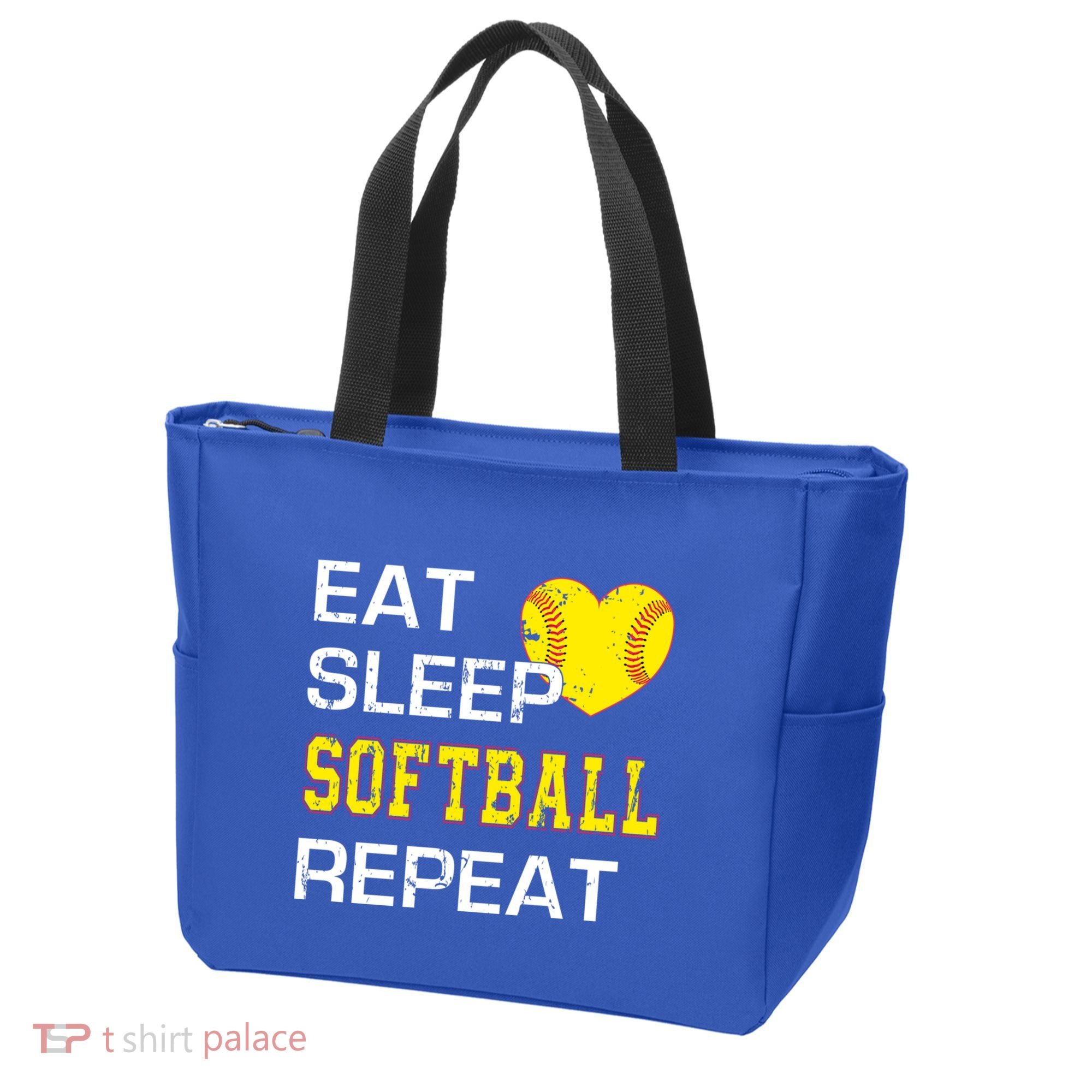 Softball Funny Eat Sleep Softball Repeat Softball Gift Tote Bag