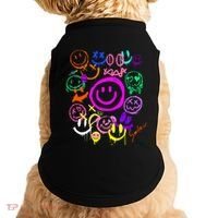 Smile Face Emoticons Fun Vivid Graffiti Smileys Graphic Doggie Tank thumb 0