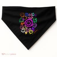 Smile Face Emoticons Fun Vivid Graffiti Smileys Graphic USA-Made Doggie Bandana thumb 0