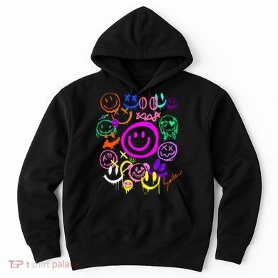 Smile Face Emoticons Fun Vivid Graffiti Smileys Graphic Hoodie