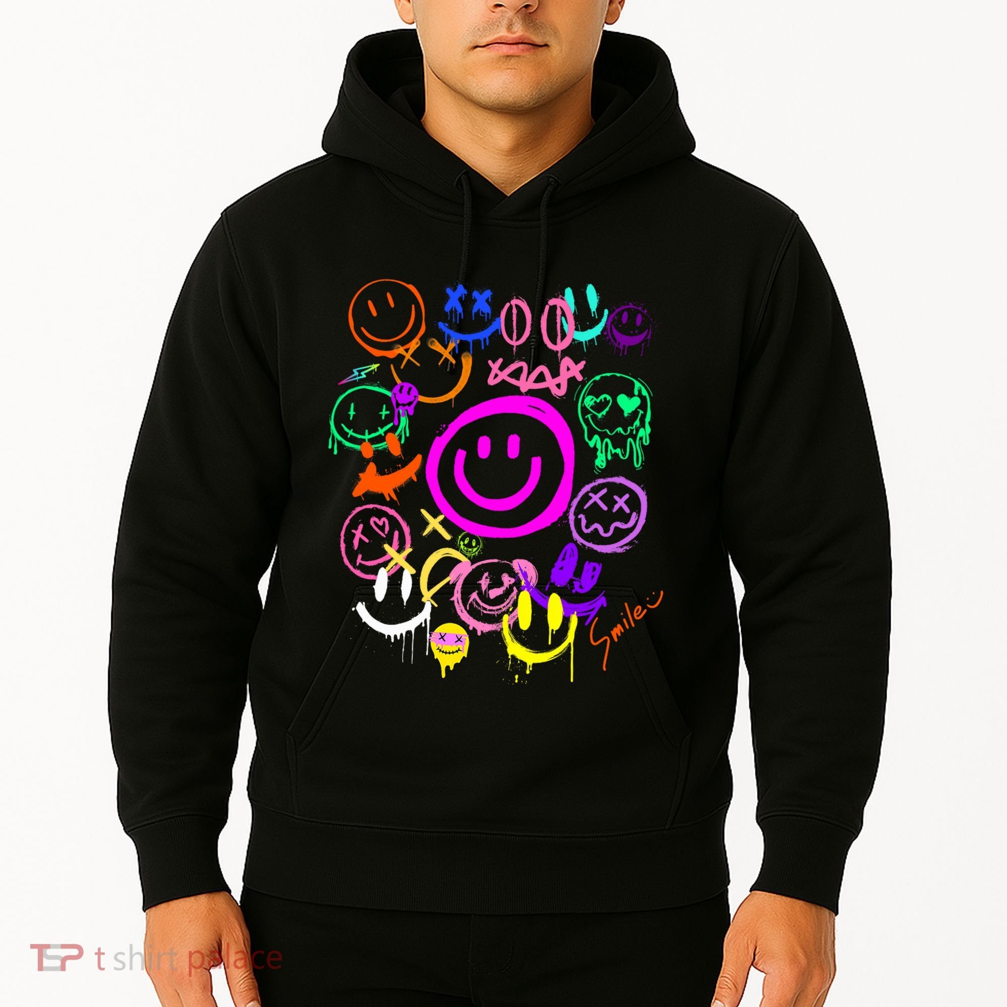 Smile Face Emoticons Fun Vivid Graffiti Smileys Graphic Hoodie