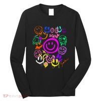 Smile Face Emoticons Fun Vivid Graffiti Smileys Graphic Long Sleeve Shirt thumb 0