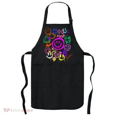 Smile Face Emoticons Fun Vivid Graffiti Smileys Graphic Apron