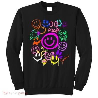 Smile Face Emoticons Fun Vivid Graffiti Smileys Graphic Sweatshirt