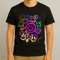 Smile Face Emoticons Fun Vivid Graffiti Smileys Graphic T-Shirt thumb 3