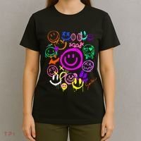 Smile Face Emoticons Fun Vivid Graffiti Smileys Graphic T-Shirt thumb 4