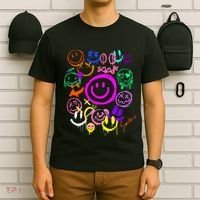 Smile Face Emoticons Fun Vivid Graffiti Smileys Graphic T-Shirt thumb 6