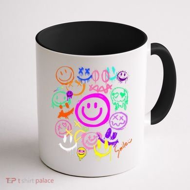Smile Face Emoticons Fun Vivid Graffiti Smileys Graphic Coffee Mug back