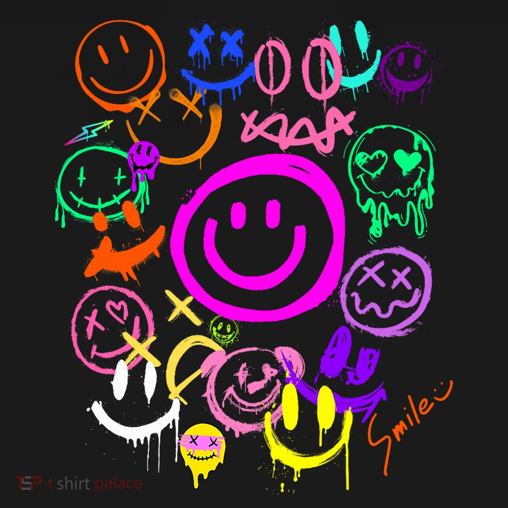 Smile Face Emoticons Fun Vivid Graffiti Smileys Graphic Ornament