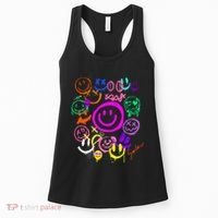 Smile Face Emoticons Fun Vivid Graffiti Smileys Graphic Women's Tank Top thumb 0