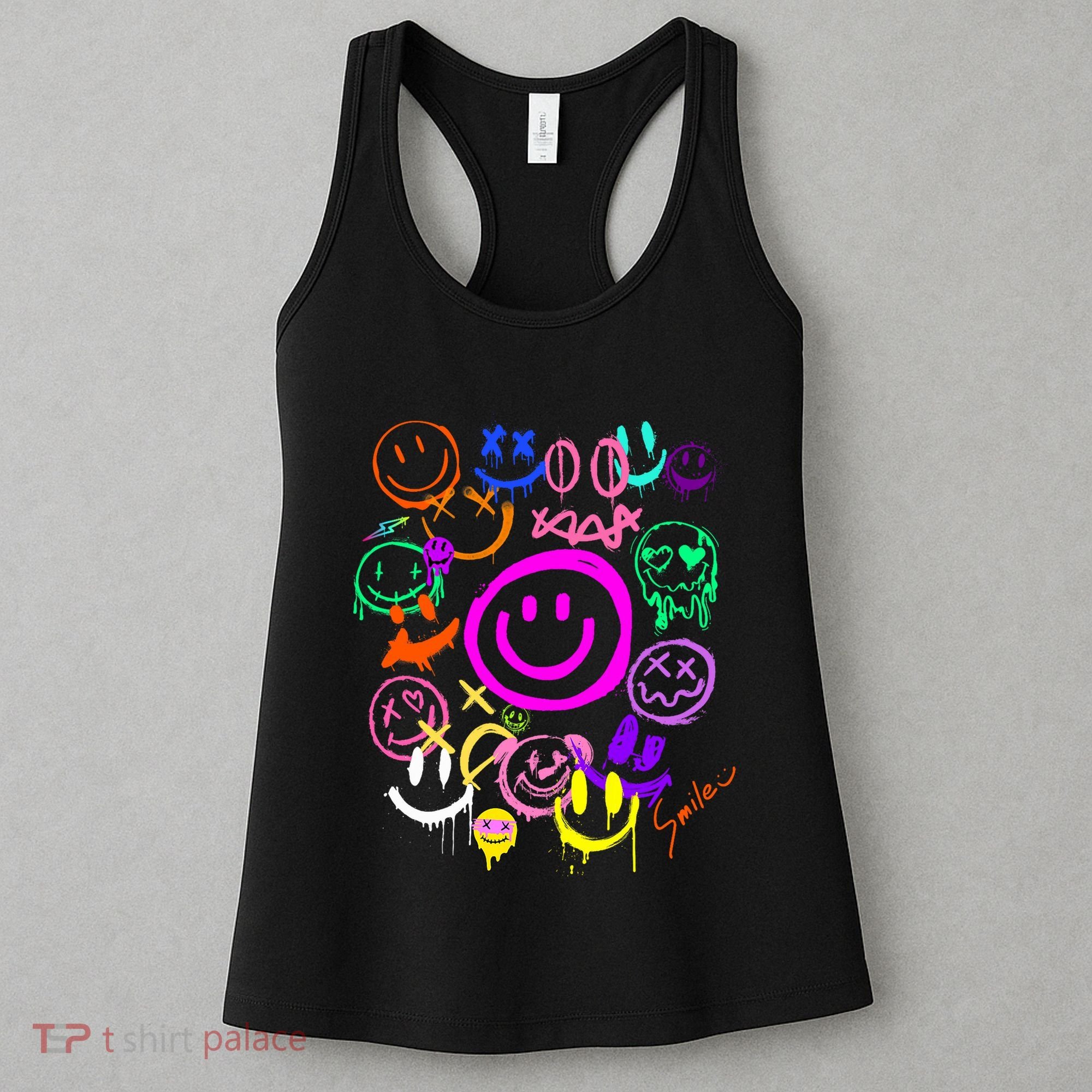 Smile Face Emoticons Fun Vivid Graffiti Smileys Graphic Women's Tank Top